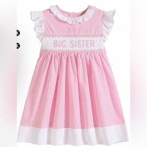 💕Pink Striped Big Sister Smocked Dress